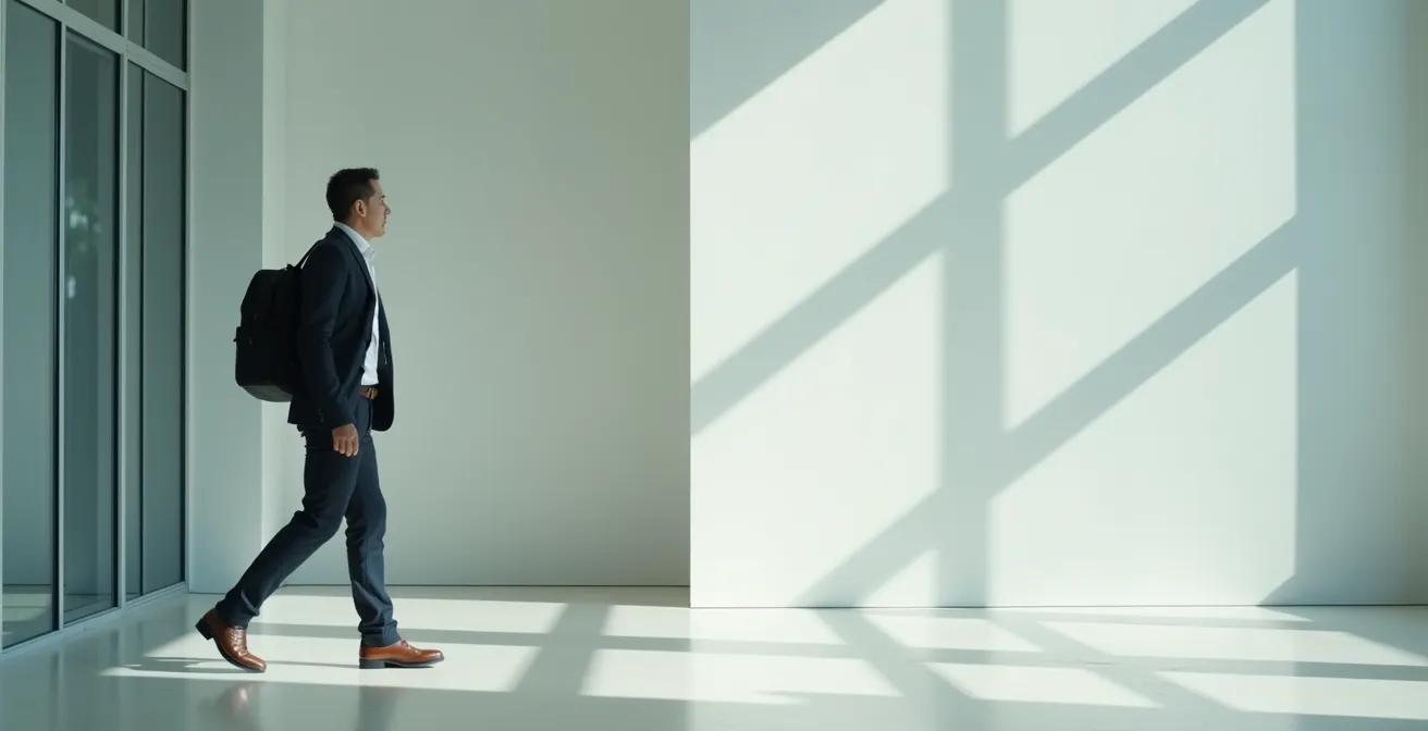 Vista lateral de ajuste correcto de correas de mochila para postura profesional