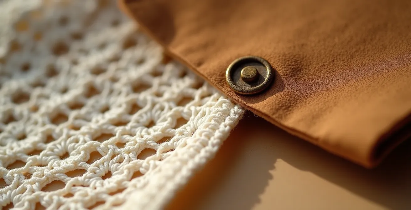 Combinación elegante de ante y crochet para look profesional de verano