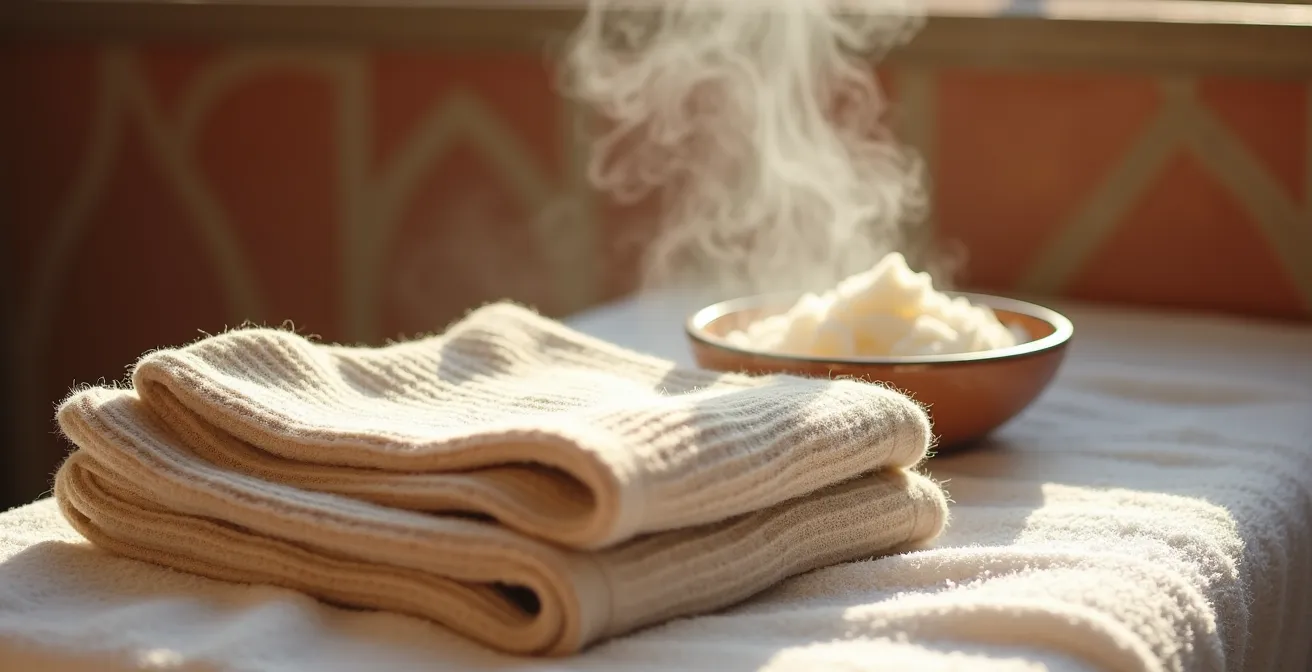 Jersey de cachemir tendido horizontalmente sobre toalla blanca para secado apropiado