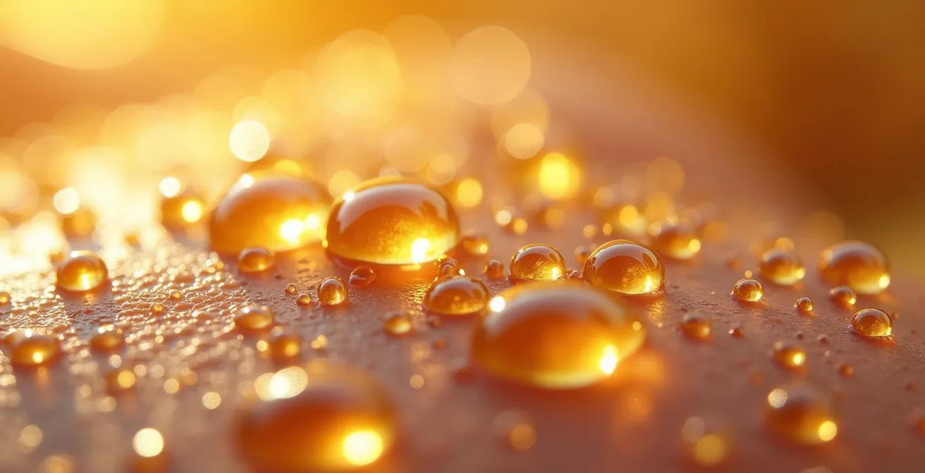 Comparación microscópica entre moléculas de agua y lípidos en la barrera de la piel