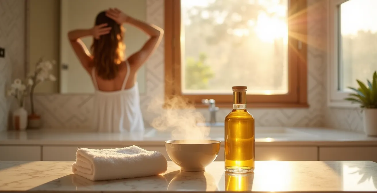 Preparación de tratamiento nocturno con aceite de argán para el cabello